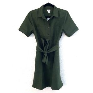 Olive green utility shirt dress